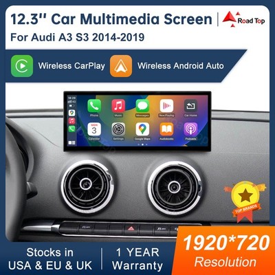 12.3'' Wireless Carplay Touch Screen For Audi A3 S3 2014-2019 Multimedia Stereo