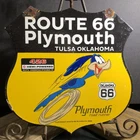 VINTAGE 1968 DATED PLYMOUTH ROADRUNNER 10” PORCELAIN DEALER SERVICE GAS SIGN