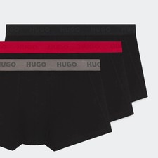 HUGO 3 Pack Stretch Cotton Logo Waist Trunks – Regular Rise