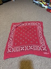 Vintage Beaten Up Made In USA Red Paisley Bandana