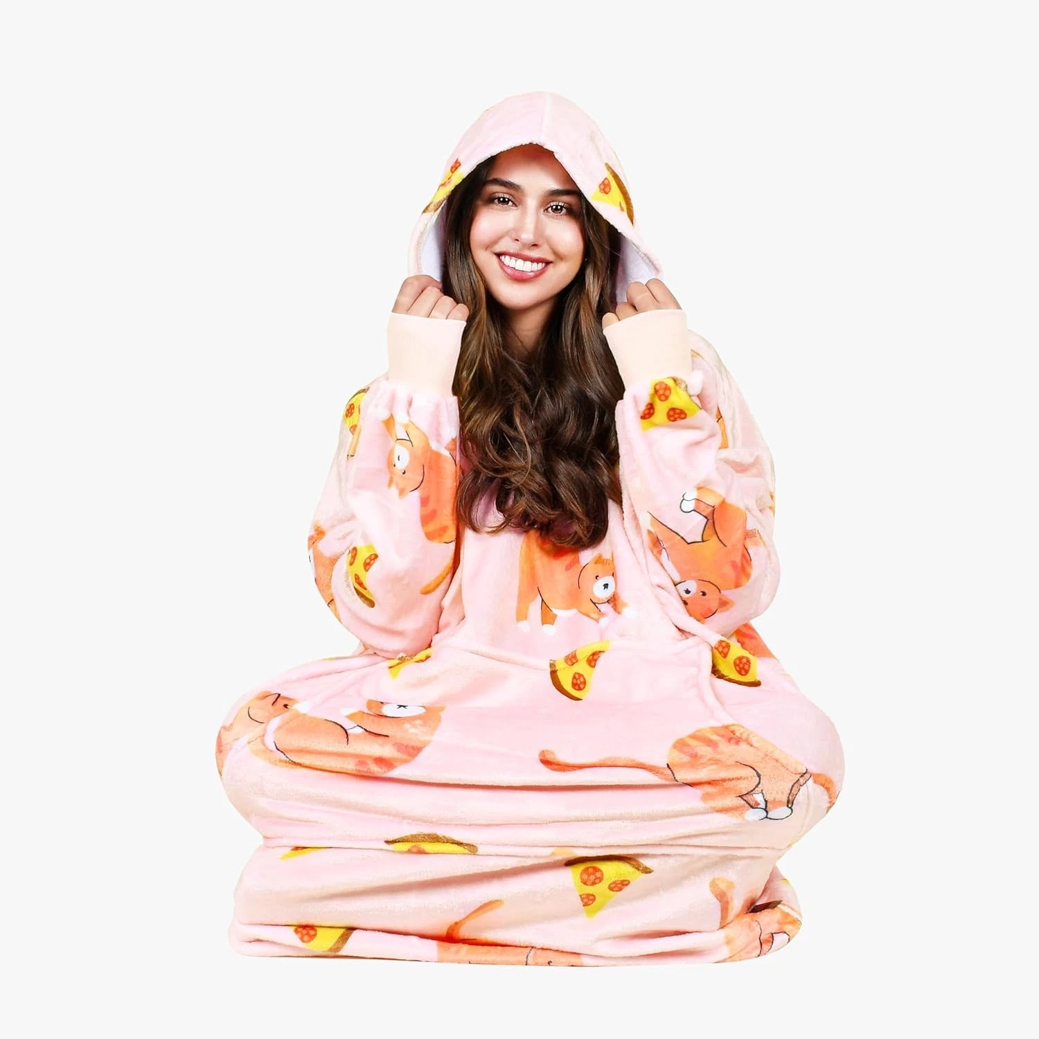 Tirrinia Oversized Blanket Hoodie Sweatshirt Wearable Fleece Pullover for Adults