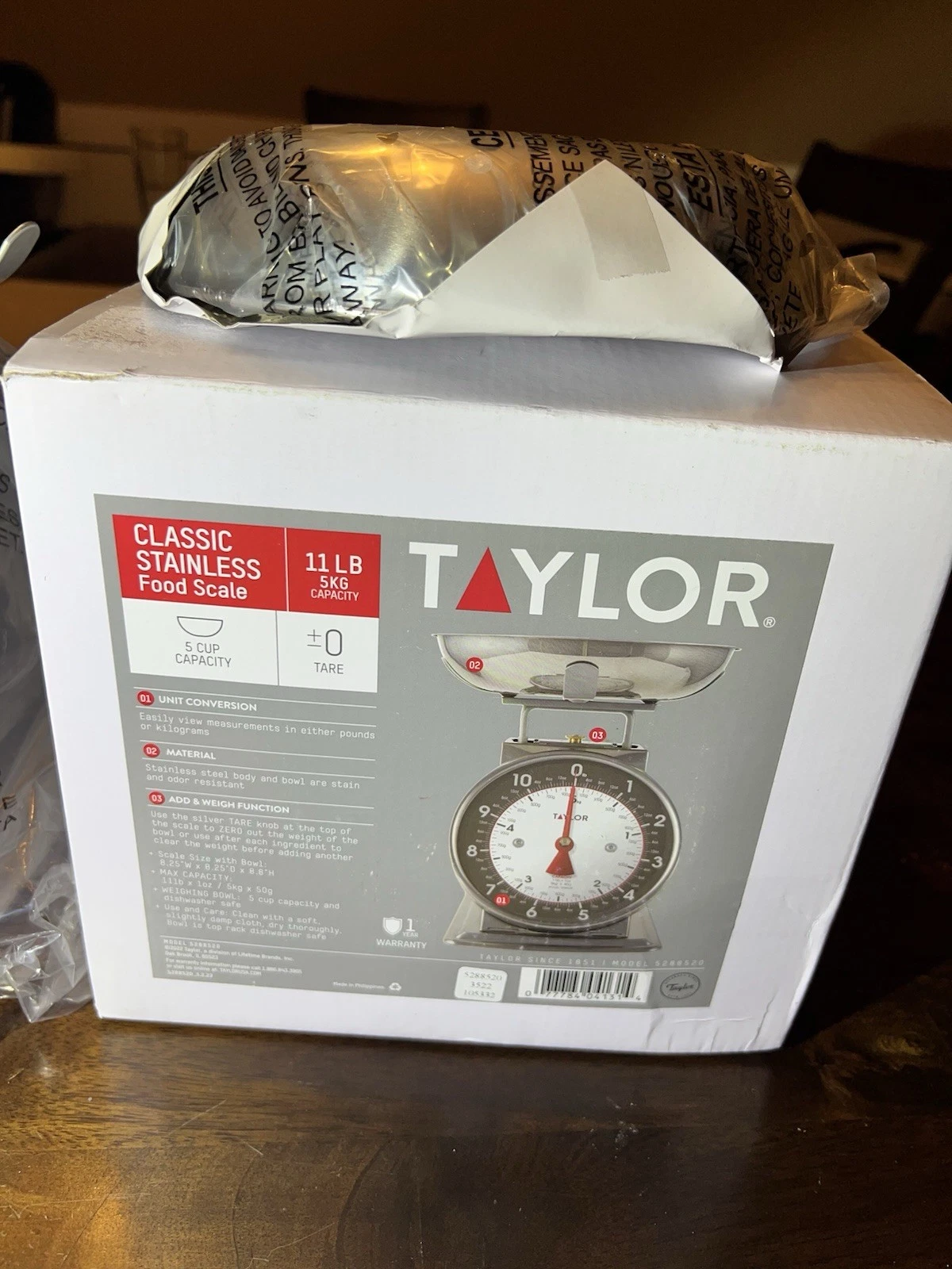 Taylor Mechanical Kitchen Weighing Food Scale with Bowl, Weighs up to 11lbs, ...