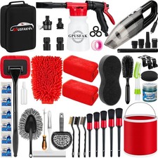 46Pcs Car Wash Cleaning Kit with Foam Gun Sprayer Detailing Brushes Car Vacuu...