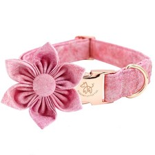 Pink Girl Dog Collar with Flower Adjustable Pet Collar for X-Small Dogs Cats