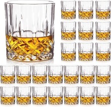 Set of 24 Elegant and Clear Tumbler Glasses for Whisky Scotch Whiskey Glasses