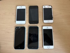 Lot of 6 Vintage iPhones 5c, 5, 4, iTouch 4th Untested For Parts/Repair