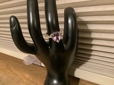 925 Sterling Silver Ring With Heart Shaped Amethyst, Size 7