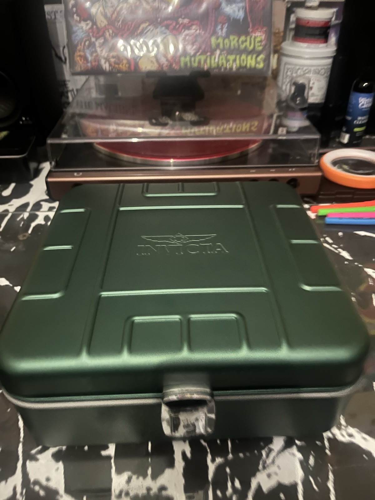 Invicta Watch Lot With Cases And Invicta Racecar Display & Helmet Display Stand