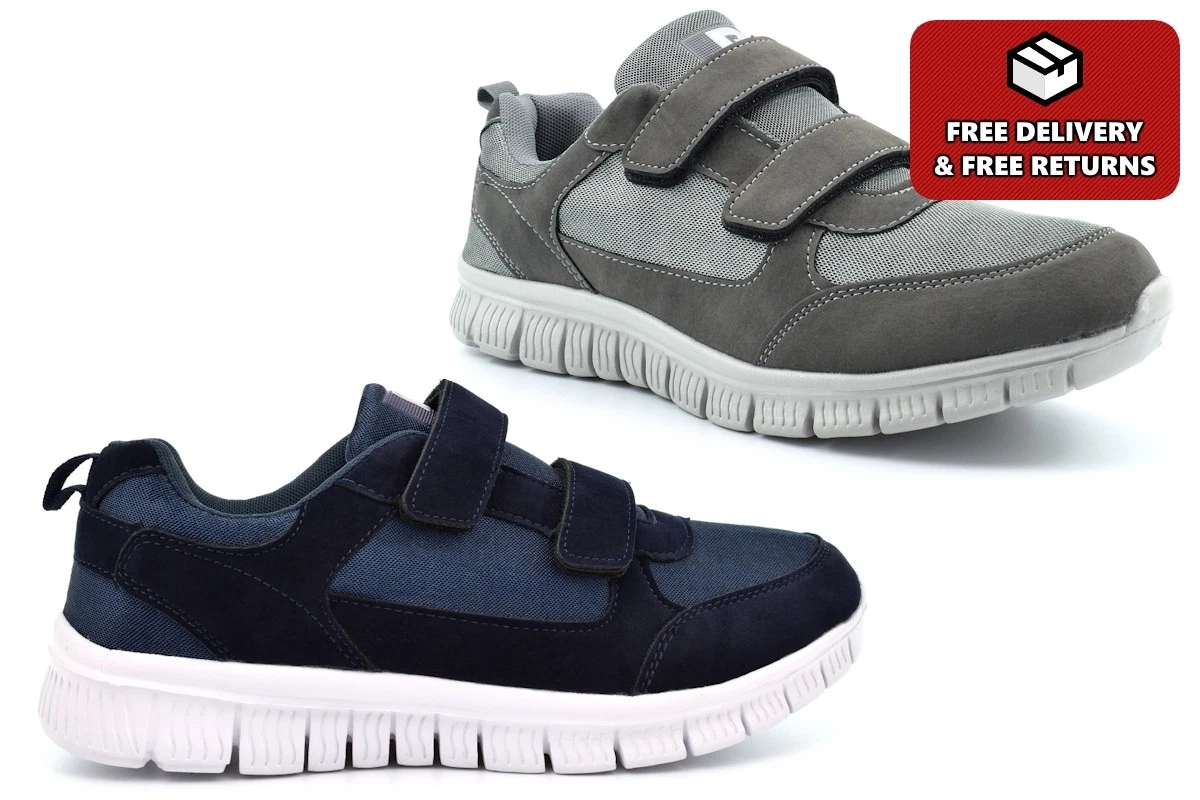 Mens Touch Fasten Trainers Lightweight Trainers Touch Fasten Shoes Memory Foam
