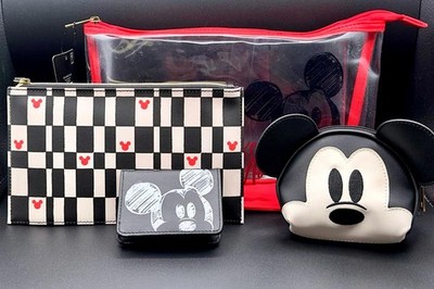 Disney Mickey Mouse Themed 4 Piece Wallet/Bag/Coin Purse and Pouch Set