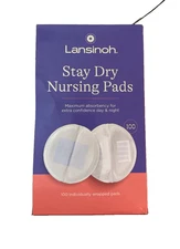 Lansinoh Stay Dry Disposable Nursing Pads, 100 Count for Breastfeeding