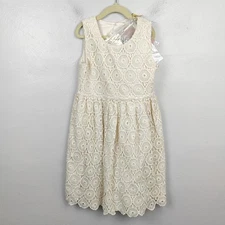 Mini Boden Dress Girls 9-10Y Cream Lace Changeable Ribbon Belts NWOT Formal