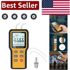 Handheld Dual-Port Air Pressure Tester with 12 Selectable Units and Backlight