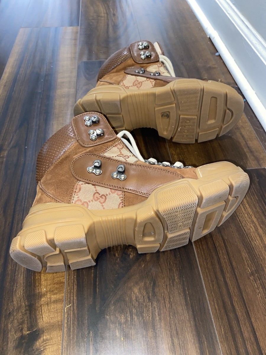 Gucci　フラッシュトレック GGキャンバス ブーツ GUCCI FLASH TREK LIGHT BROWN BOOTS | eBay