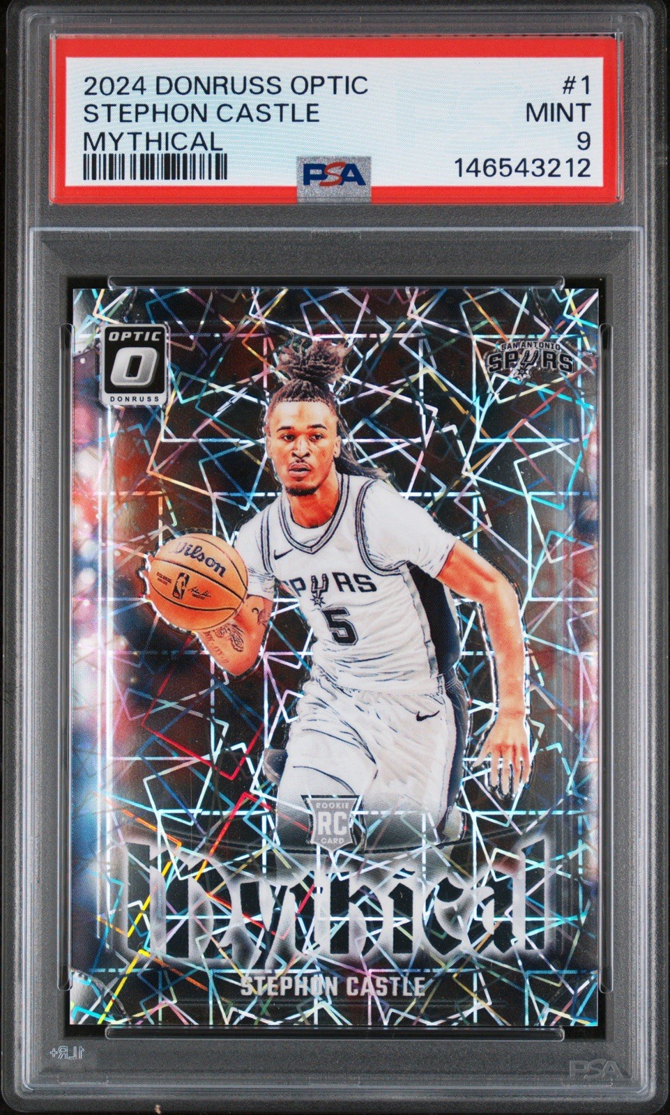 2024 Panini Donruss Optic Mythical Stephon Castle #1 Case Hit PSA 9 Mint Spurs