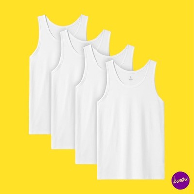 LAPASA Herren Weste, 100% Baumwolljersey, 4er Pack, weiß, UK S | EU 46 | US S