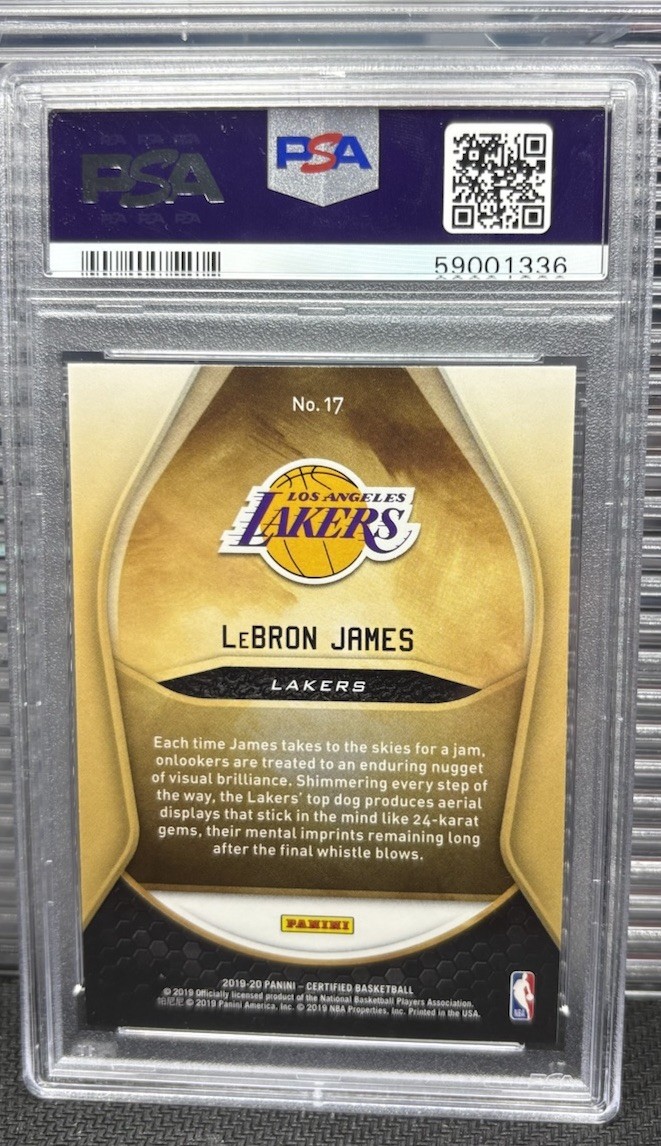 LEBRON JAMES PSA 9 2019-20 PANINI CERTIFIED #17 GOLD TEAM MIRROR MINT LOW POP SP view 2