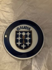 Plato de baratija de porcelana azul/blanco/dorado Sargadelos Galicia EXCELENTE ESTADO - 4,75”