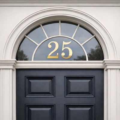 House Number Sticker for Fanlight/Transom Window | Custom Vinyl Door Numbers