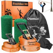 Beginner Slackline Kit, Oumers Slack Line Gift Set with 50ft Main Blance line...