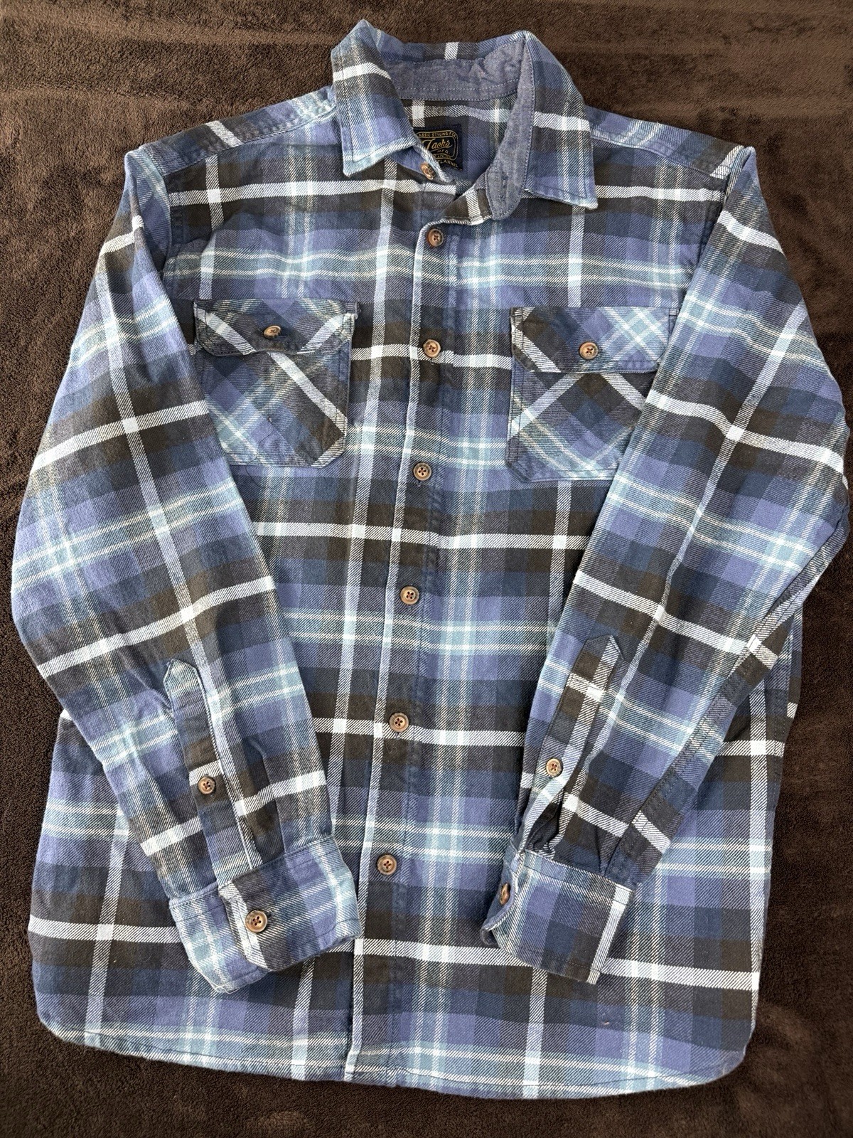 Jachs Heritage Flannel Shirt Men’s M Long Sleeve Blue Plaid Button Up Cotton