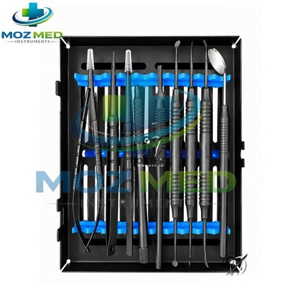 Micro Periodontal Oral Surgery Kit Dental Implant Instruments Set Black Surgical