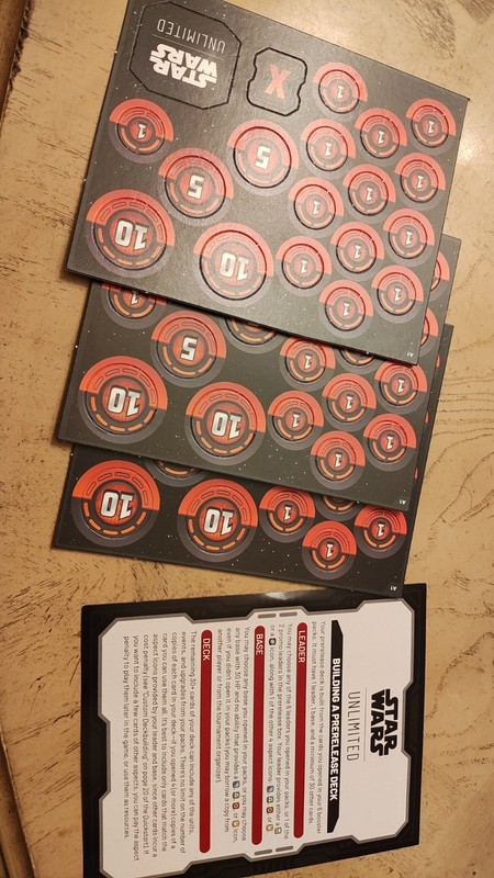 Star Wars Unlimited Hit Tokens With lots of sheets Cardboard and plenty of fun
