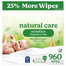 Natural Care Sensitive Unscented Baby Wipes Select Count 