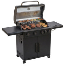 Blazebox Premium 4 Burner Gas BBQ With Side Burner Cast Iron Gril Clear View Lid