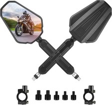 2x Adventure mirrors Touring Motorcycle Ram arm 360deg adjustable Folding