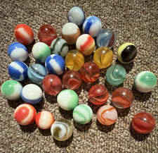Mixed Lot Assorted Glass Toy Marbles Swirl Style Machine Made