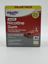 EQUATE Nicotine Gum 4mg Cinnamon Flavor 160 Pieces Stop Smoking BEST BY: 11/2026