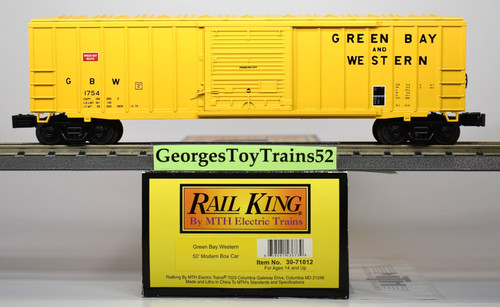 MTH RAILKING 3-RL #1754 GBW GREEN BAY & WESTERN 50' VAGÓN DE CAJA MODERNO 30-71012 NUEVO EN CAJA | Condition: Used