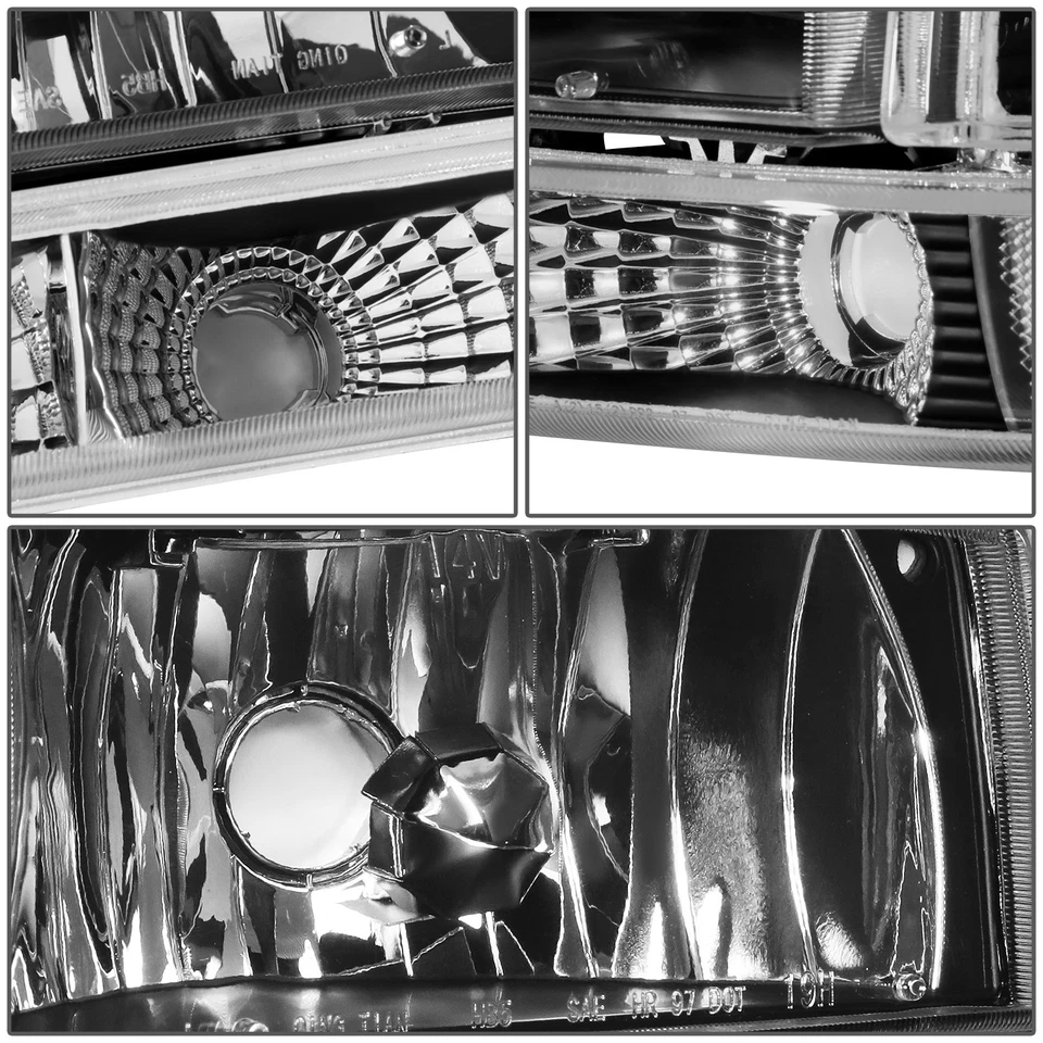 Fit 1997-2004 Dakota Durango Pair Black Housing Clear Corner Headlight/Lamps Set - Image 3 of 4