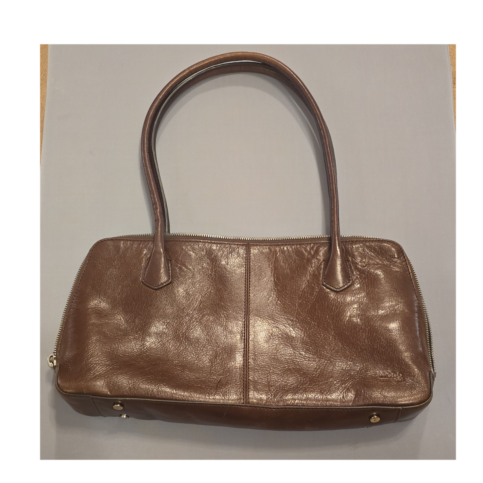 Hobo International Medium Brown Zip Satchel Shoulder Bag, Geometric, Lined