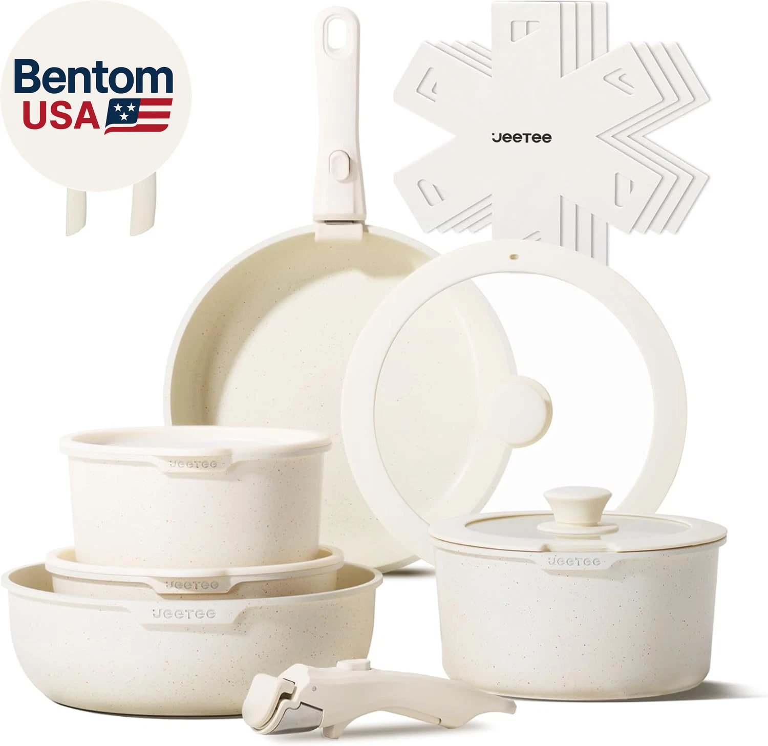 Pots and Pans Set Non Stick 17Pcs, Kitchen Cookware Sets with Detachable Handle,
Opens in a new wind