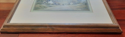 2 Farm Village George Allen Watercolor Prints Going Market Country Gossip 27x23 - Imagen 6 de 11