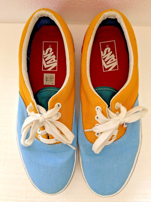 Vans Off the Wall Women 11 M Men's 9.5 Skater Pink Blue Orange Canvas Sneakers