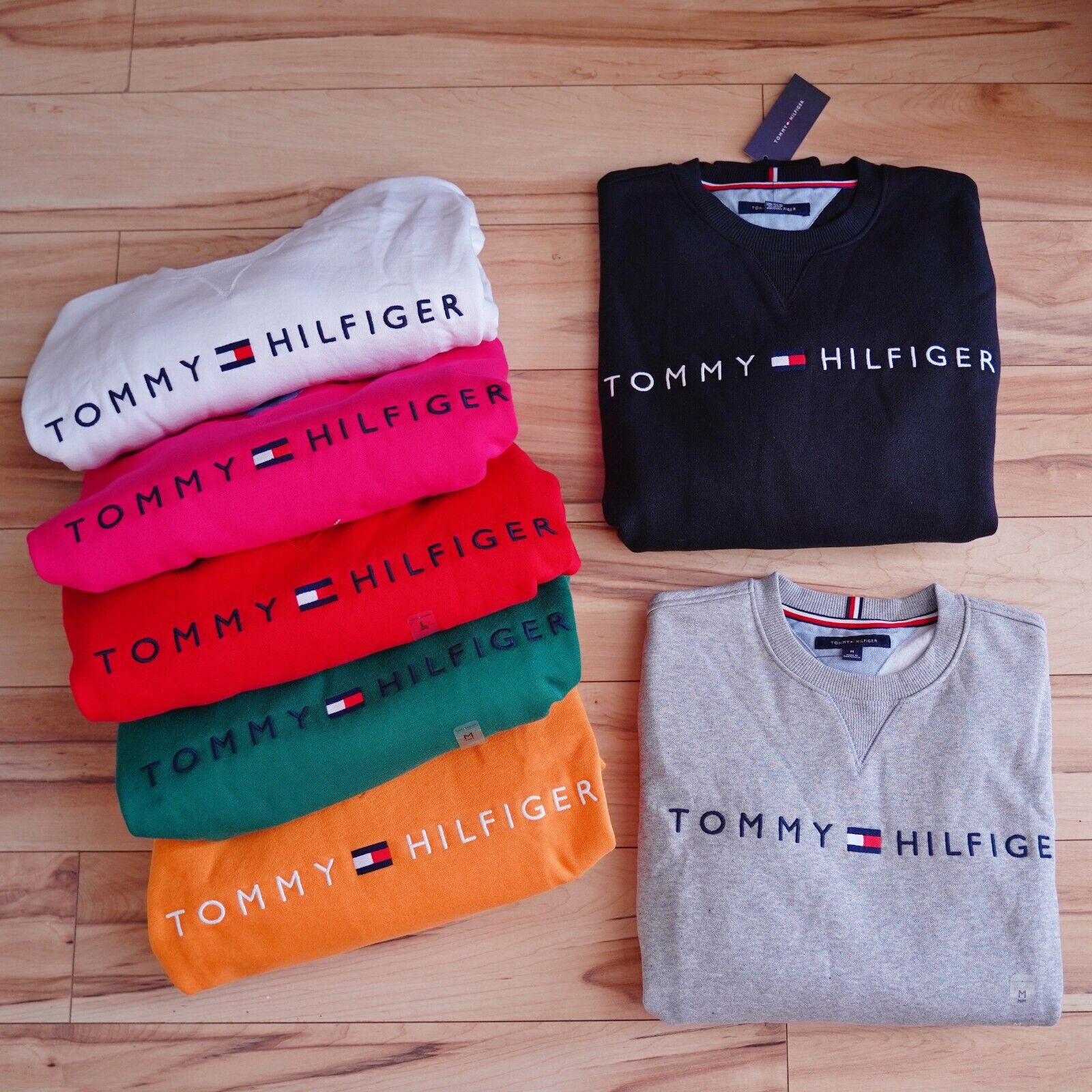 NWT Men's Tommy Hilfiger Crew Neck Essential Logo Pullover Sweater  Sweatshirt