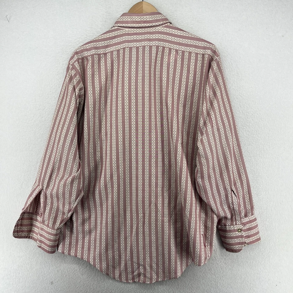 Vtg ARROW Shirt Mens 16.5 33 Kent Collection Dress Striped Polka Button Up Red - Image 3 of 4
