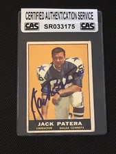 JACK PATERA 1961 TOPPS ROOKIE SIGNED AUTOGRAPHED CARD #26 COWBOYS CAS AUTHENTIC