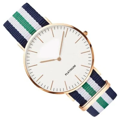 Damen  Armbanduhr Nylon Elegant Klassisch Quarz Gold Trenduhr Damenuhr Uhr - Bild 1 von 4