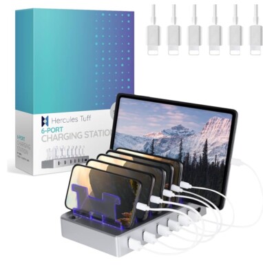 Hercules Tuff 6 USB Fast Port Charging Station for Multiple Devices