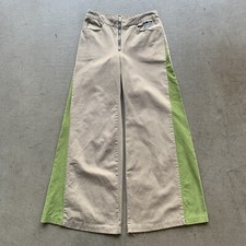 Vintage 90s 2000s Y2K Bug Girl Rave Corduroy Accents Baggy Flare Pants Size 14