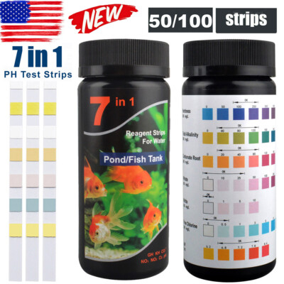 #ad 100 50 Aquarium Test Strips Fish Tank 7IN1 PH Water Test Strips Kit Freshwater. $12.99