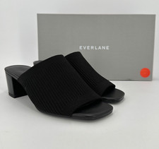 Everlane ReKnit Glove Mule Sandal in Black sz 5.5 Women's Slip-on 2" Block Heel