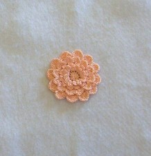 Crocheted Peach 4-Layered Mum Flower Applique Medium Quilting Sewing