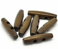 30PCs Brown Wood Sewing Horn Toggle Buttons 2 Holes Cloth Accessories 50mm(2") x