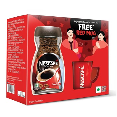NESCAFE Classic Instant Coffee Powder with a Red Mug 190g