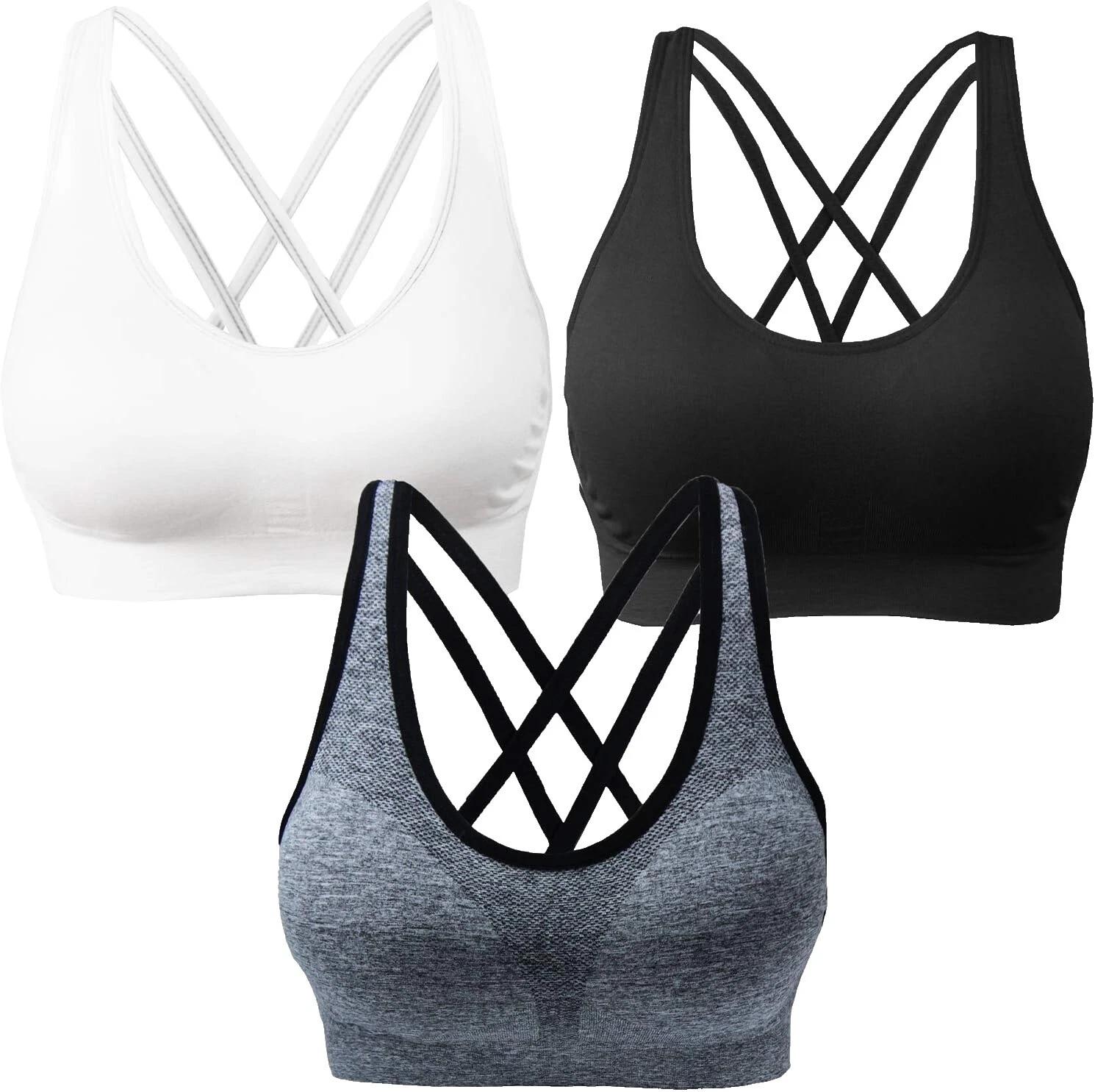 Mezcla de algodón negro Sports bras